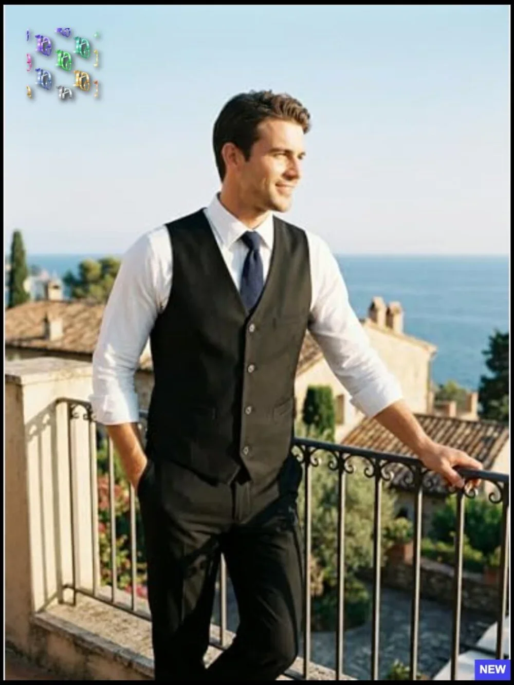 Slim Fit Suit Vest Pants Set Modern Formal Casual Business Wear Adjustable
